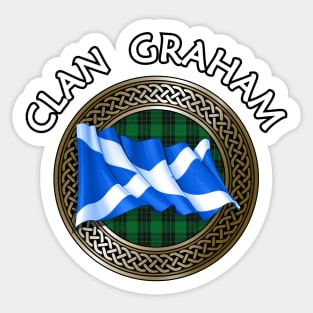 Clan Graham Crest & Tartan Knot Sticker